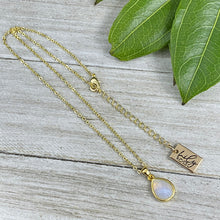 Load image into Gallery viewer, Blue Lace Agate Serenity & Calm Faceted Teardrop Pendant 18" Gold Necklace