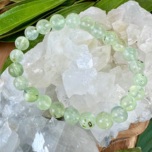 Load image into Gallery viewer, NEW STONE! Prehnite with Epidote & Black Tourmaline Grade AA Prophecy & Magic Premium Collection 8mm Stretch Bracelet
