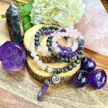 Load image into Gallery viewer, Limited Edition Triple Power Labradorite, Amethyst, Rose Quartz 108 Mala Necklace Bracelet