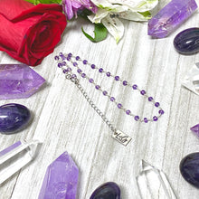 Load image into Gallery viewer, Minimalist Sterling Silver Amethyst Beaded Rosary Chain Wire Wrapped Choker 12" + 2" Necklace