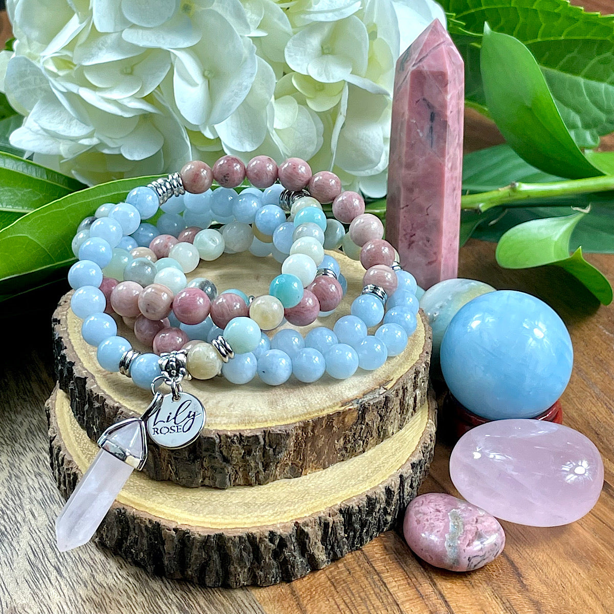 Limited Edition Triple Power Aquamarine, Rhodonite, Amazonite