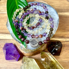 Load image into Gallery viewer, Just Restocked! 3 left! 8mm Elizabeth April Quantum Convergence No Fear AWAKEN Limited Edition Stretch 108 Mala Bracelet Necklace