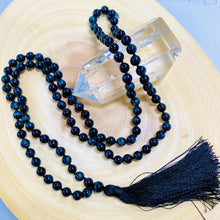 Load image into Gallery viewer, Limited Edition Hawk Eye 108 Hand Knotted Mala Necklace Bracelet