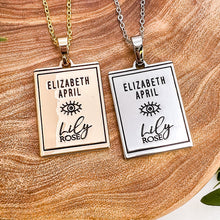 Load image into Gallery viewer, Elizabeth April EA Anunnaki 2 Sided Channeled & Attuned Evil Eye Protection Cosmic Species Sacred Geometry Card Tag Pendant 18” Gold Necklace