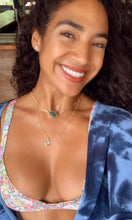 Load image into Gallery viewer, Faceted Gemstone Oval Green Aventurine Pendant Choker 14" + 2" Gold Necklace