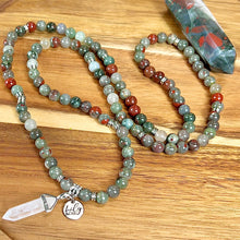 Load image into Gallery viewer, African Bloodstone Health Revitalization &amp; Rebalancing 108 Stretch Mala Necklace Bracelet