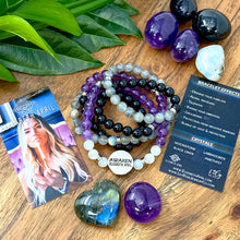 Load image into Gallery viewer, 8mm Elizabeth April AWAKEN Protection & Activation Limited Edition Stretch Mala Bracelet Necklace