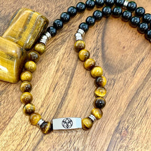 Load image into Gallery viewer, 8mm Elizabeth April Channeled Anunnaki Sacred Geometry Limited Edition Cosmic Species Stretch Mala Bracelet Necklace