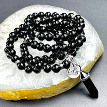 Load image into Gallery viewer, Black Onyx Spiritual Warrior Strength 108 Stretch Mala Necklace Bracelet