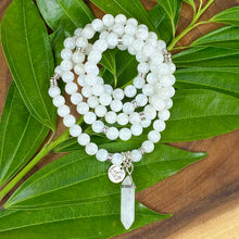 Load image into Gallery viewer, Limited Edition Rainbow Moonstone Miracles & Universal Energy 108 Stretch Mala Necklace Bracelet