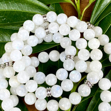 Load image into Gallery viewer, Limited Edition Rainbow Moonstone Miracles & Universal Energy 108 Stretch Mala Necklace Bracelet