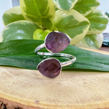Load image into Gallery viewer, Amethyst Faceted Teardrop Energetic Queen &amp; Manifestation Adjustable White Gold Ring