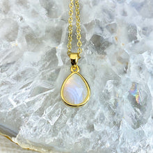 Load image into Gallery viewer, Blue Lace Agate Serenity & Calm Faceted Teardrop Pendant 18" Gold Necklace