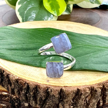 Load image into Gallery viewer, Blue Lace Agate Faceted Diamond Insightful Relaxation Adjustable White Gold Ring