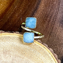 Load image into Gallery viewer, Aquamarine Faceted Diamond Freedom & Clarity Adjustable Gold Ring
