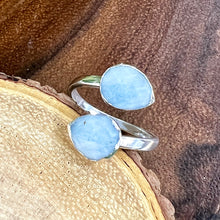 Load image into Gallery viewer, Aquamarine Faceted Teardrop Freedom & Clarity Adjustable White Gold Ring