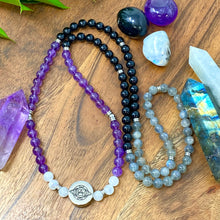 Load image into Gallery viewer, 8mm Elizabeth April AWAKEN Protection & Activation Limited Edition Stretch Mala Bracelet Necklace