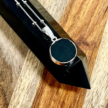 Load image into Gallery viewer, NEW STONE! Obsidian Manifester Thick Circle Pendant 18" White Gold Necklace
