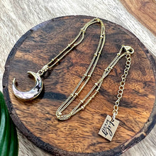 Load image into Gallery viewer, Power Moon Abalone Shell Pendant 18” Gold Necklace