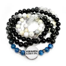 Load image into Gallery viewer, 8mm Elizabeth April New Earth Spiritual AWAKEN Limited Edition Stretch Mala Bracelet Necklace