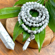 Load image into Gallery viewer, Howlite Happiness Anti-Anxiety 108 Mala Necklace Bracelet