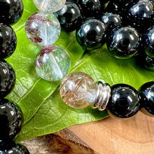 Load image into Gallery viewer, Garden Quartz Black Onyx Shadow Work & Lasting Change 108 Stretch Mala Necklace Bracelet