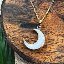 Load image into Gallery viewer, Power Moon Mother of Pearl Shell Pendant 18” Gold Necklace
