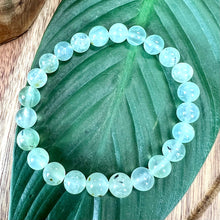 Load image into Gallery viewer, NEW STONE! Prehnite with Epidote & Black Tourmaline Grade AA Prophecy & Magic Premium Collection 8mm Stretch Bracelet