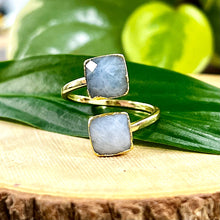 Load image into Gallery viewer, Aquamarine Faceted Diamond Freedom & Clarity Adjustable Gold Ring
