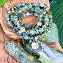 Load image into Gallery viewer, Last 2! Super Limited - Prehnite with Epidote & Black Tourmaline Grade A Prophecy & Magic 108 Mala Necklace Bracelet