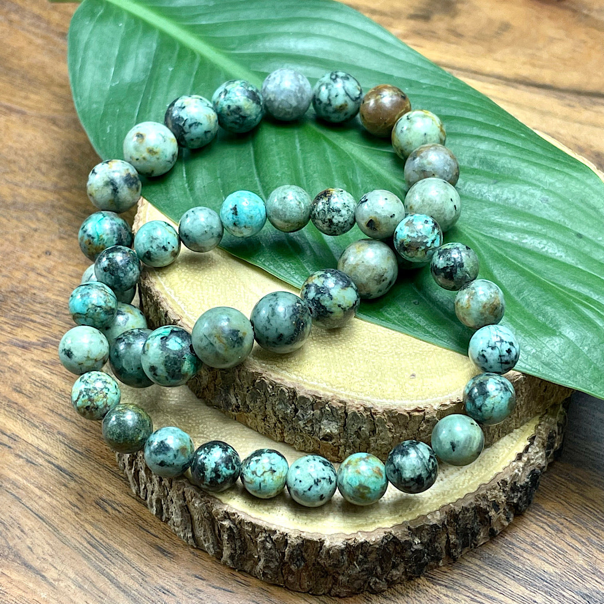 African Turquoise Exploration Transformation 8mm Stretch Bracelet Lily Rose Jewelry Co