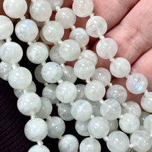 Load image into Gallery viewer, Limited Edition Rainbow Moonstone Miracles & Universal Energy 108 Hand Knotted Mala with Point Charm Pendant Necklace