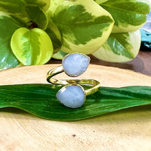 Load image into Gallery viewer, Aquamarine Faceted Teardrop Freedom & Clarity Adjustable Gold Ring