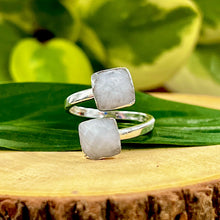 Load image into Gallery viewer, Aquamarine Faceted Diamond Freedom &amp; Clarity Adjustable White Gold Ring