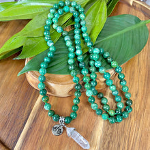 Load image into Gallery viewer, Jade Energy Blessings & Abundance 108 Hand Knotted Mala with Point Charm Pendant Necklace