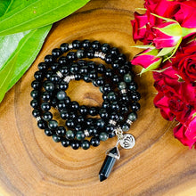 Load image into Gallery viewer, Rainbow Obsidian Discovery &amp; Healing 108 Mala Necklace Bracelet