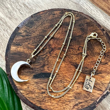 Load image into Gallery viewer, Power Moon Mother of Pearl Shell Pendant 18” Gold Necklace