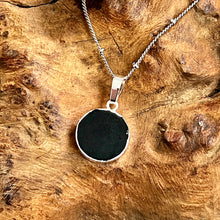 Load image into Gallery viewer, NEW STONE! Obsidian Manifester Thick Circle Pendant 18" White Gold Necklace