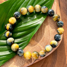 Load image into Gallery viewer, Limited Honey Blue Tigers Eye Velvet Transitioning 10mm Stretch Bracelet
