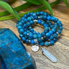Load image into Gallery viewer, Limited Edition & Super Rare! Only 2 in stock! Blue Apatite Manifestation & Motivation 108 Mala Necklace Bracelet