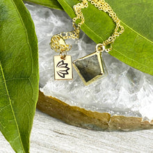 Load image into Gallery viewer, Last 1! Labradorite Shaman Stone Double Pointed Pyramid Pendant 18” Gold Necklace