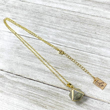 Load image into Gallery viewer, Last 1! Labradorite Shaman Stone Double Pointed Pyramid Pendant 18” Gold Necklace