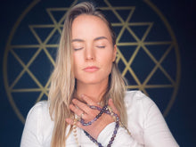 Load image into Gallery viewer, Just Restocked! 3 left! 8mm Elizabeth April Quantum Convergence No Fear AWAKEN Limited Edition Stretch 108 Mala Bracelet Necklace