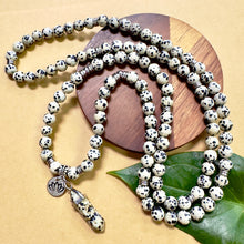 Load image into Gallery viewer, Dalmatian Jasper Nurturing &amp; Playful 108 Stretch Mala Necklace Bracelet