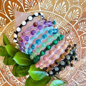 NEW! Blue Apatite Creative Communication, Self Expression & Digestive Support Woven Inner Strength Collection Nylon Braided Adjustable 6mm Bead Bracelet