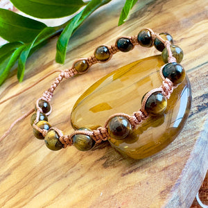 NEW! Tiger's Eye Abundance, Courage & Transformation Woven Inner Strength Collection Nylon Braided Adjustable 6mm Bead Bracelet