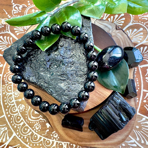 NEW 🔥 Black Schorl Tourmaline - Ultimate Spiritual Grounding & EMF Purification Grade AAA 8mm Stretch Bracelet