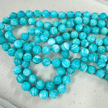 Load image into Gallery viewer, New &amp; Only 2! Super Limited! Peruvian Amazonite Deep Teal Divine Soul Protector &amp; DF/DM Energetic Alignment 108 Hand Knotted Mala with Point Charm Pendant Necklace