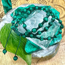 Load image into Gallery viewer, NEW! Malachite EMF Protection, Releasing Stagnant Energies &amp; Recharging Vitality Woven Inner Strength Collection Nylon Braided Adjustable 6mm Bead Bracelet