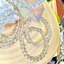 Load image into Gallery viewer, NEW! 🪽 Angel Aura Clear Quartz Light Worker Imprint Blockage Removal &amp; Alchemically Bond 8mm Stretch Bracelet